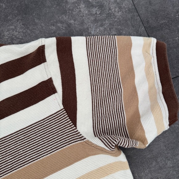 Vintage Southpole Mens XXL Striped Polo Shirt Short Sleeve Brown White Y2K - Picture 5 of 7